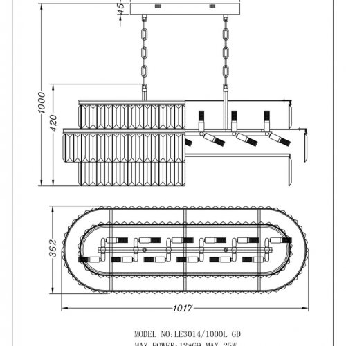 Подвесная люстра Mia LE3014/1000L Brass