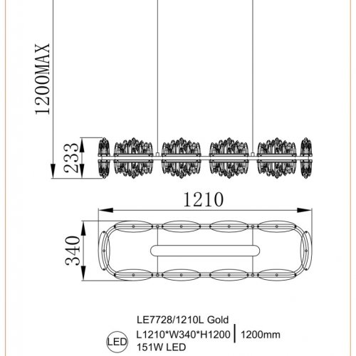 Подвесная люстра Lara LE7728/1210L Gold