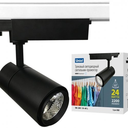 Трековый светодиодный светильник Uniel ULB-T52-24W/4000K/H Black UL-00007497