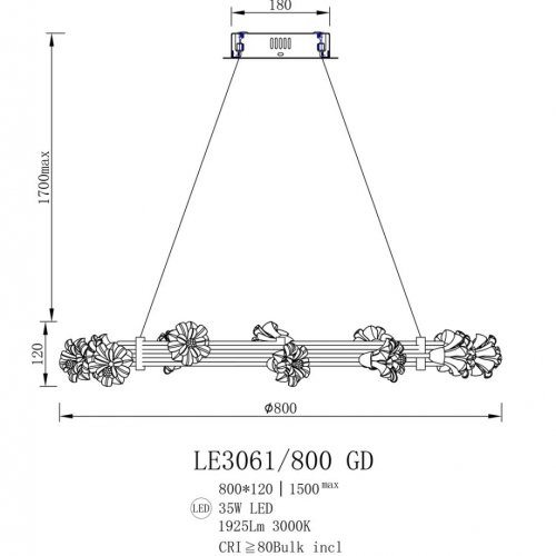 Подвесная люстра Octavia LE3061/800 GD