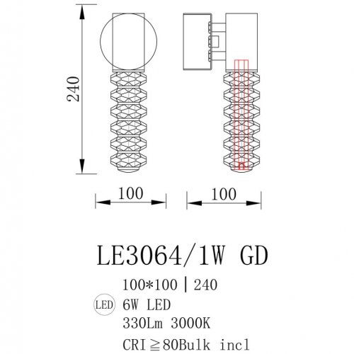 Бра Tesla LE3064/1W GD