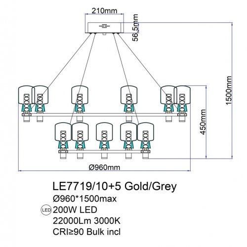 Подвесная люстра Marie LE7719/10+5 Nickel