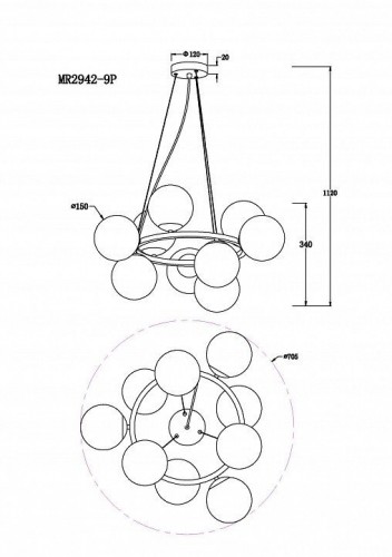 Подвесная люстра MyFar Aerton MR2942-9P