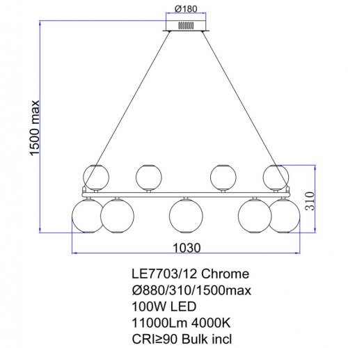 Подвесная люстра Aurore LE7703/12 Chrome