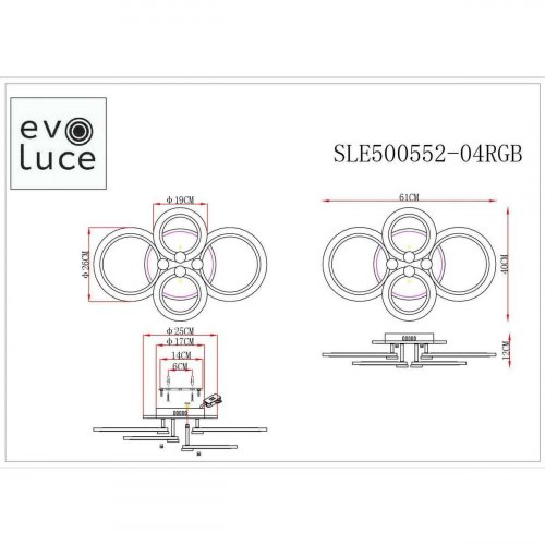 Потолочная светодиодная люстра Evoluce Cerina SLE500552-04RGB