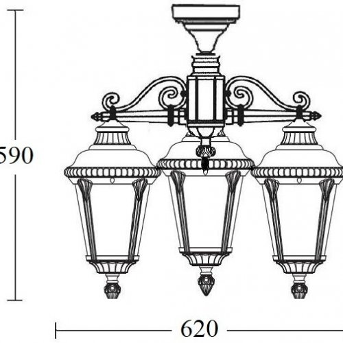 Потолочный светильник уличный Oasis Light MUNICH 2S 79750SA/3 Bl