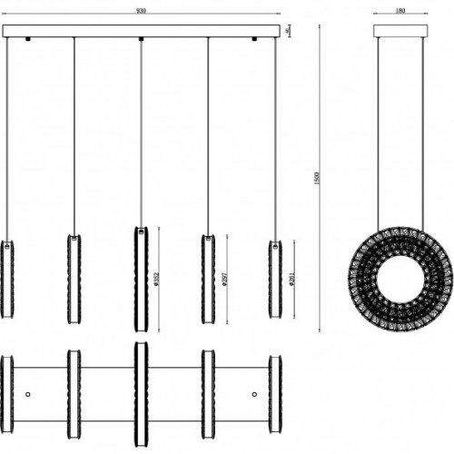 Подвесной светильник iLedex Crystal ice 4460-5 72W CR