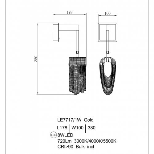 Бра Cascade LE7717/1W Gold