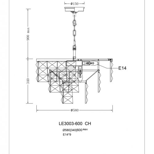 Подвесная люстра Cristal LE3003/600 CH Подвесная люстра Cristal LE3003/600 CH