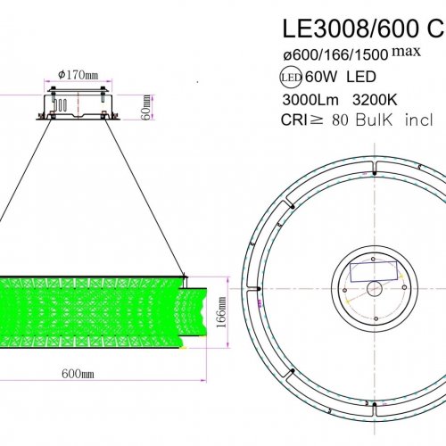 Подвесная люстра Aurelie LE3008/600 CH