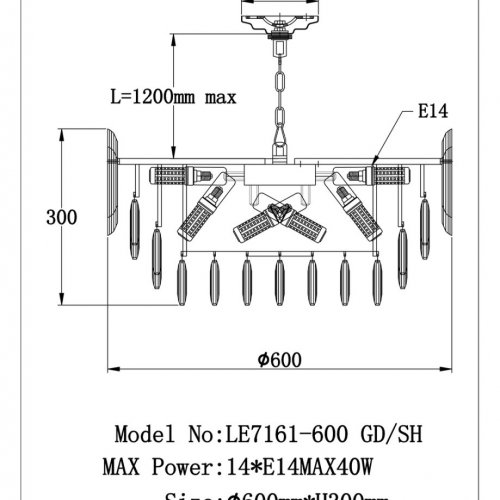 Подвесная люстра Jacqueline LE7161/600 GD/SH