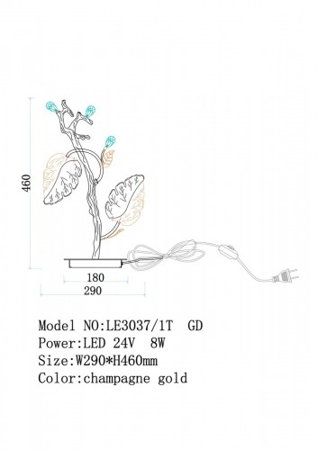 Настольная лампа LEON Olivia LE3037/1T GD
