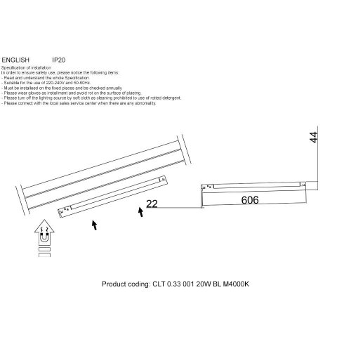 Трековый светодиодный светильник для магнитного шинопровода Crystal Lux CLT 0.33 001 20W BL M4000K