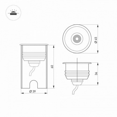 Встраиваемый в дорогу светильник Arlight KT-AQUA 047698 Встраиваемый в дорогу светильник Arlight KT-AQUA 047698
