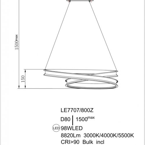 Подвесная люстра Aida LE7707/800Z Black Chrome