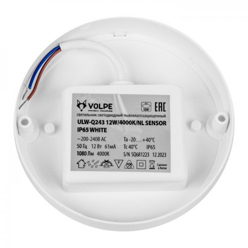 Настенно-потолочный светильник  ULW-Q243 12W/4000К/NL SENSOR IP65 WHITE Настенно-потолочный светильник  ULW-Q243 12W/4000К/NL SENSOR IP65 WHITE