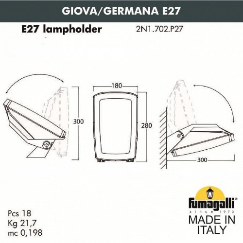 Уличный настенный светодиодный светильник Fumagalli Giova/Germana 2N1.702.000.WYF1R