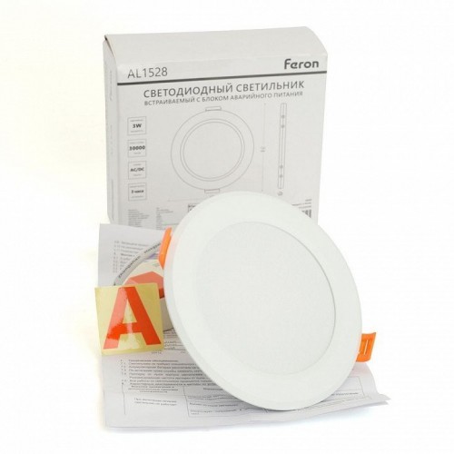 Светильник светодиодный Feron AL1528 с БАП в пластиковом корпусе 9W 6500K белый 48984