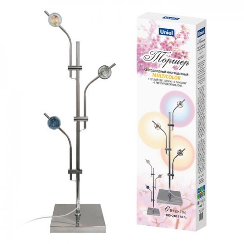 Торшер Uniel ULM-T640 3x2W/3000K CHROME MULTICOLOR