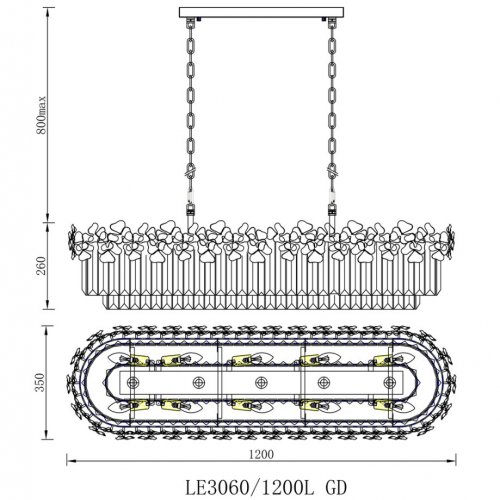 Подвесная люстра Zara LE3060/1200L GD