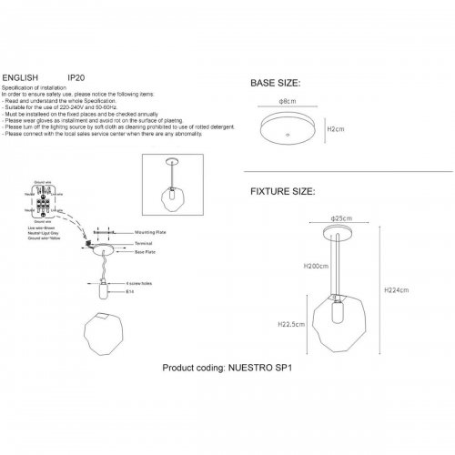 Подвесной светильник Crystal Lux NUESTRO SP1 CHROME/BROWN