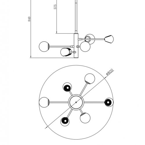 Подвесная люстра Lilith LE7709/6G Black Chrome