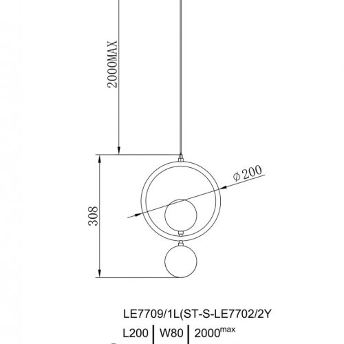 Подвесной светильник Lilith LE7709/1L Black Chrome/Gold