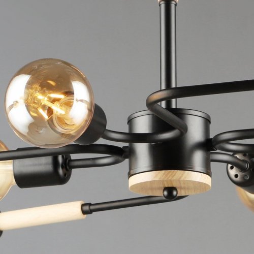 Люстра Reluce 10070-0.3-08 BK+WOOD Люстра Reluce 10070-0.3-08 BK+WOOD