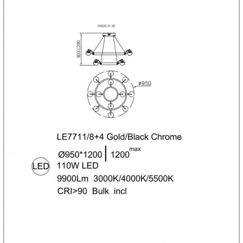 Подвесная люстра Jelly LE7711/8+4 Gold/Black Chrome
