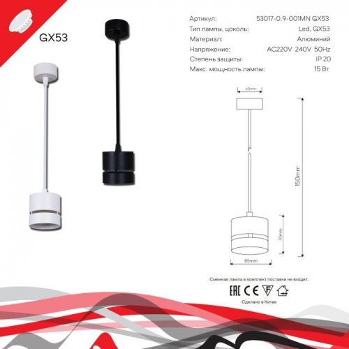 Подвесной светильник Reluce 53017-0.9-001MN GX53 WT