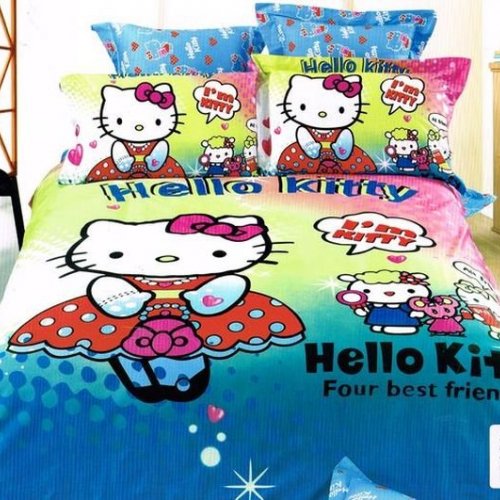 Кпб сатин Евро 2 наволочки (Hello Kitty)