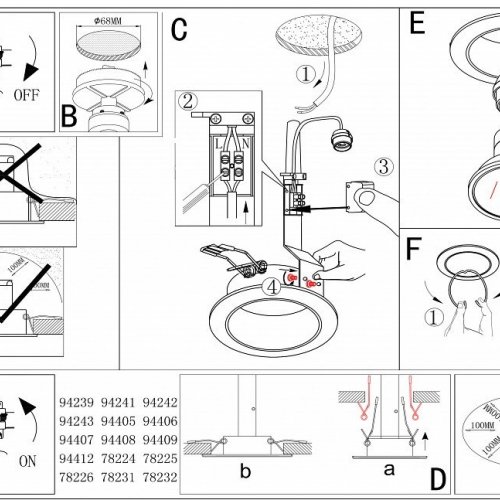 Встраиваемый светильник (в комплекте 3 шт.) Eglo Peneto 94407 Встраиваемый светильник (в комплекте 3 шт.) Eglo Peneto 94407