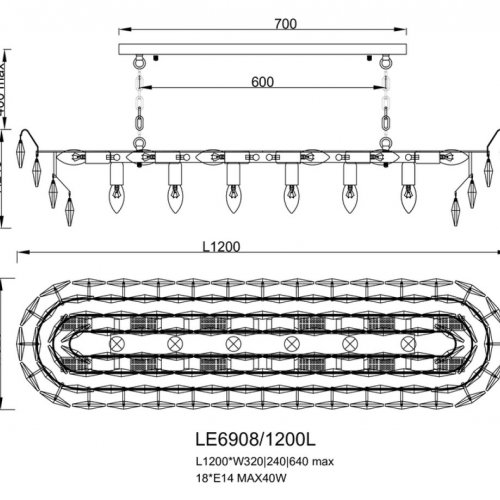 Подвесная люстра Florence LE6908/1200L CH