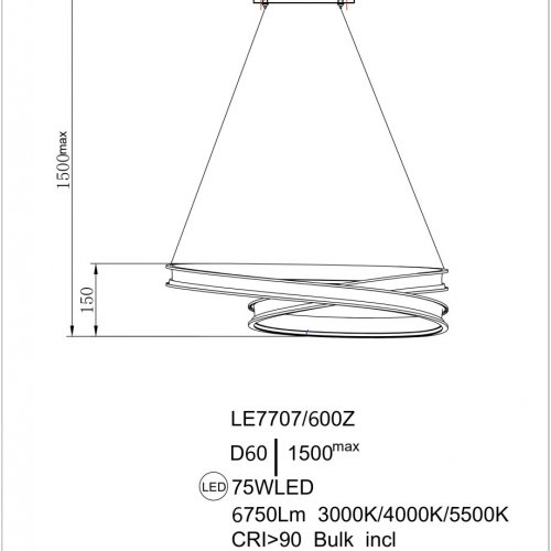Подвесная люстра Aida LE7707/600Z Black Chrome