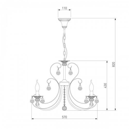 Подвесная люстра Eurosvet Alda 3305/5 латунь/прозрачный хрусталь Strotskis a072114
