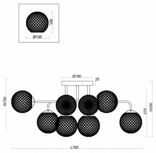 Потолочная люстра Freya Navel FR8016PL-08BBS