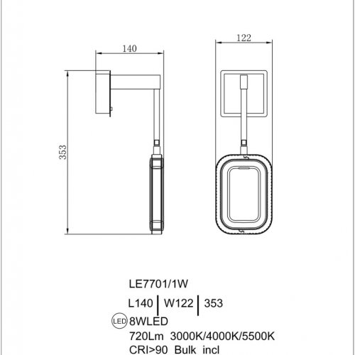 Бра Theona LE7701/1W Grey/Gold