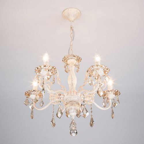 Подвесная люстра Eurosvet 3281/5 белый с золотом/тонированный хрусталь Strotskis