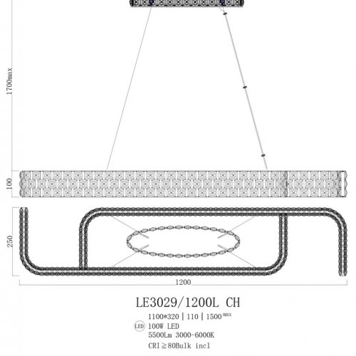 Подвесная люстра Amelie LE3029/1200L GD