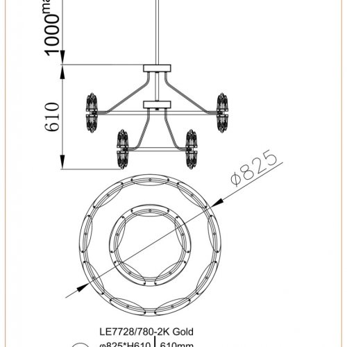 Подвесная люстра Lara LE7728/780-2K Gold
