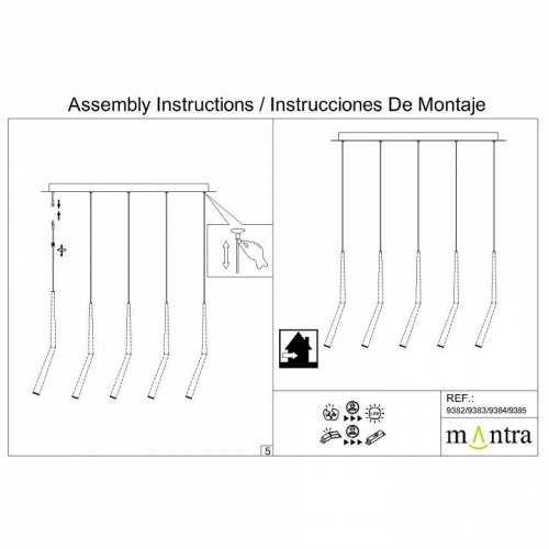 Подвесная люстра Mantra Arrecife 9382+9211 (5L)