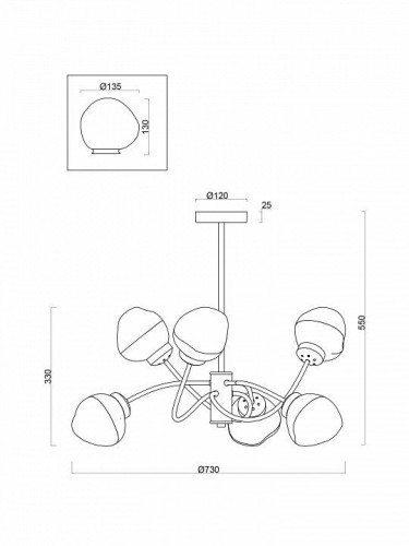 Потолочная люстра Volani FR8017PL-06MG Потолочная люстра Volani FR8017PL-06MG