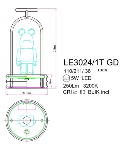 Настольная лампа LEON Joli LE3024/1T GD