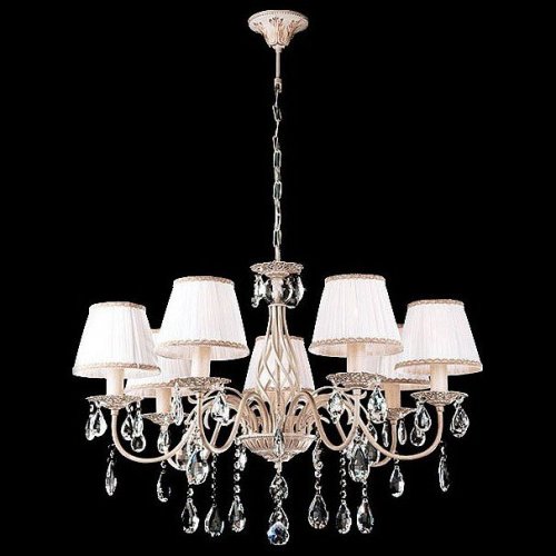Подвесная люстра Eurosvet 3637/7 белый с золотом/прозрачный хрусталь Strotskis Подвесная люстра Eurosvet 3637/7 белый с золотом/прозрачный хрусталь Strotskis