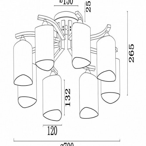 Потолочная люстра Freya Sol FR5454CL-08CH Потолочная люстра Freya Sol FR5454CL-08CH