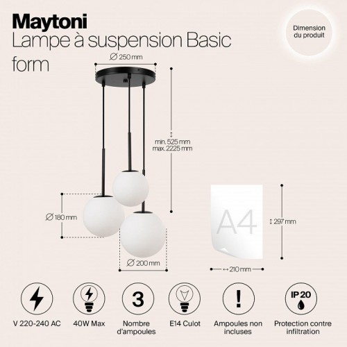 Подвесной светильник Maytoni Basic form MOD321PL-03B Подвесной светильник Maytoni Basic form MOD321PL-03B
