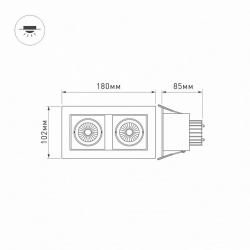 Встраиваемый светильник Arlight Cl-kardan CL-KARDAN-S180x102-2x9W Warm (WH, 38 deg)