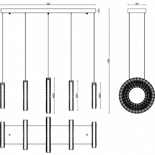 Подвесной светильник iLedex Crystal ice 4460-5 72W TGD