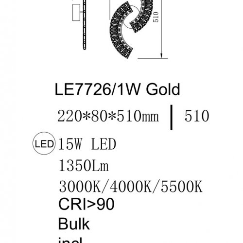 Бра Louise LE7726/1W Gold