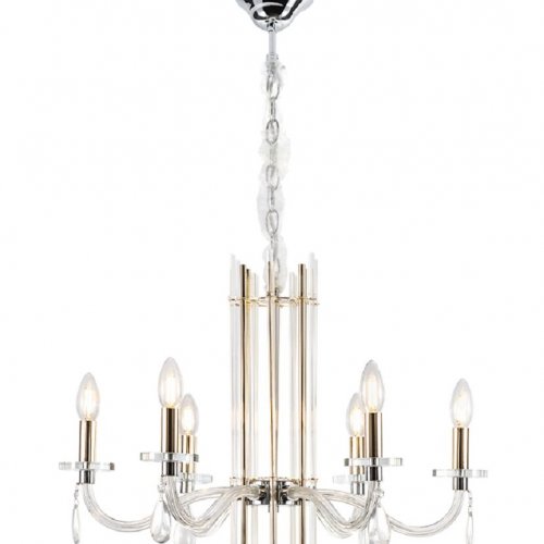 Подвесная люстра Crystal Lux AURELIO SP6 GOLD+CHROME/TRANSPARENT